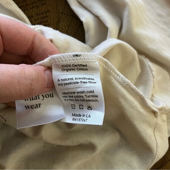 Mate the Label Womens size S White Girlfriends Devi Crew 3/4 Sleeve Top Organic - Picture 5 of 9